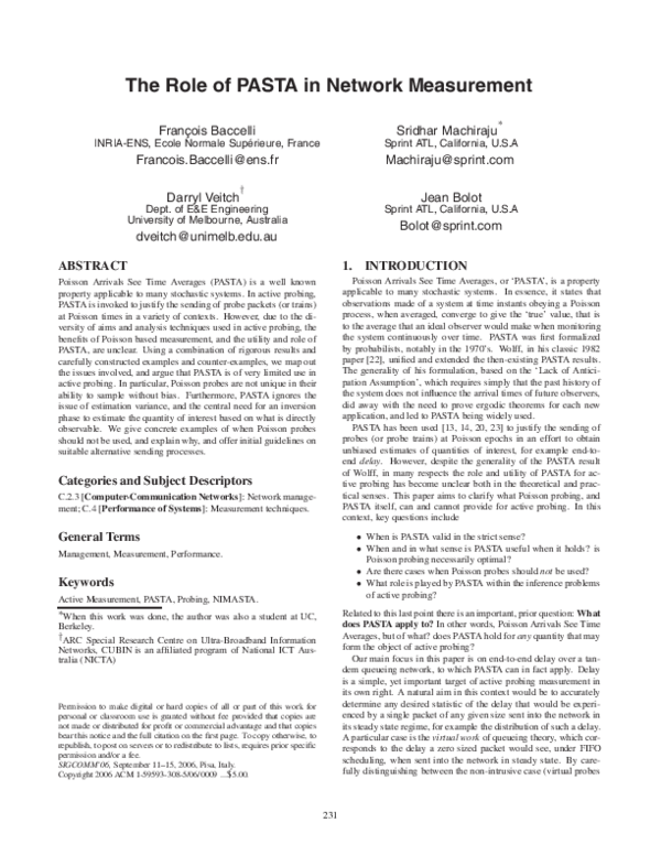 (PDF) The role of PASTA in network measurement