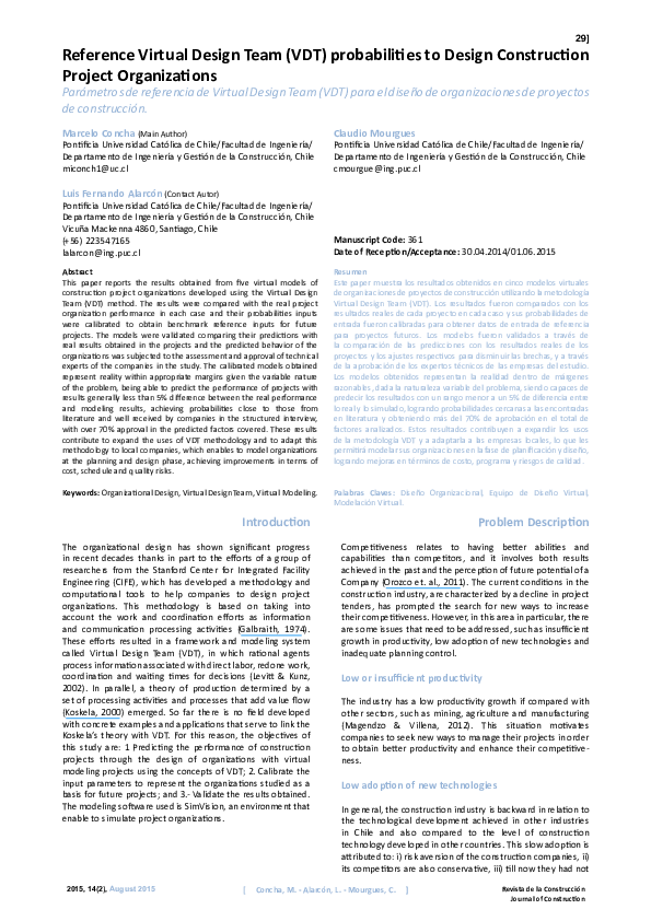 (PDF) Reference Virtual Design Team (VDT) probabilities to Design ...