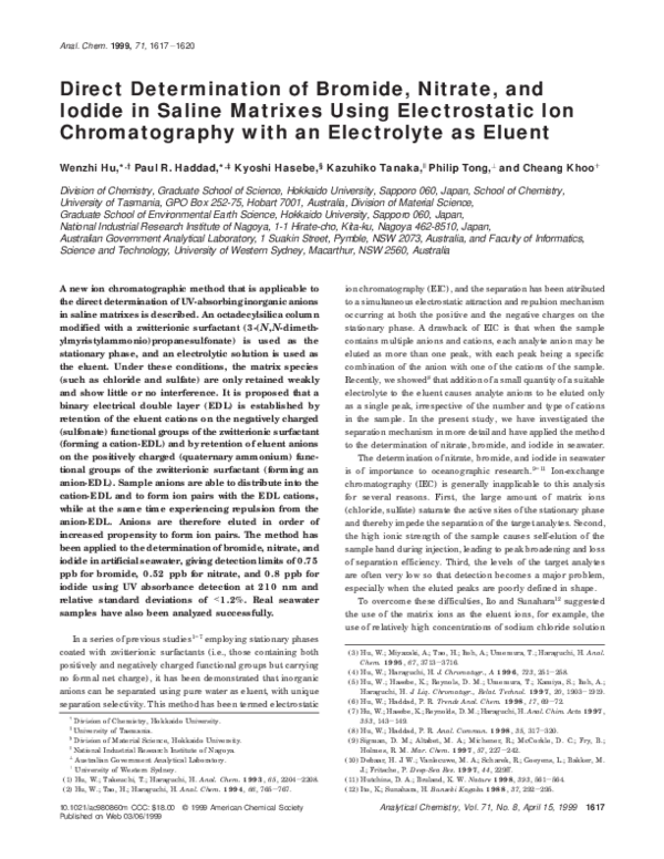 (PDF) Direct Determination of Bromide, Nitrate, and Iodide in Saline
