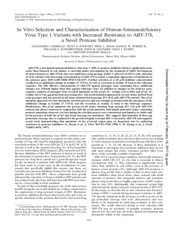 (PDF) In Vitro Selection and Characterization of Human Immunodeficiency ...