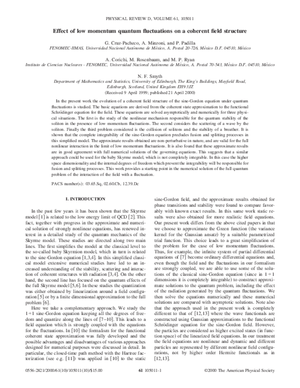 (PDF) Effect of low momentum quantum fluctuations on a coherent field ...