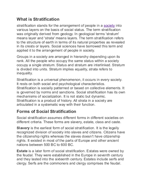 (DOC) What is Stratification