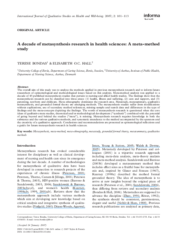 Meta synthesis level of evidence picture