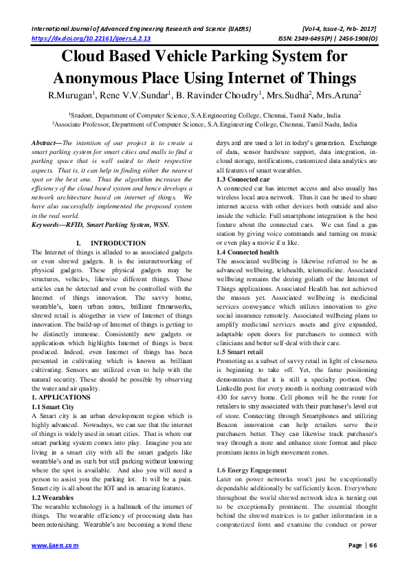 (PDF) Cloud Based Vehicle Parking System for Anonymous Place Using ...