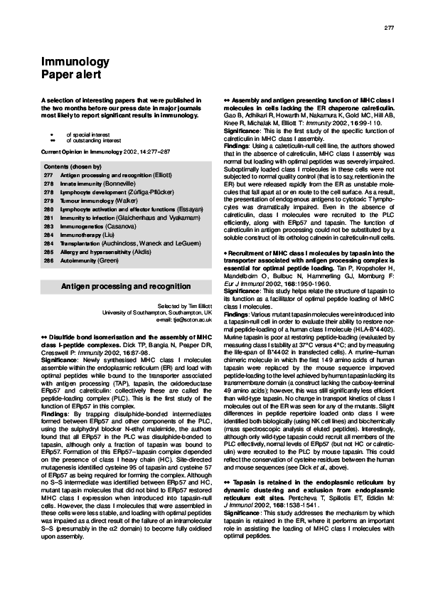 (PDF) Paper alert: Immunology