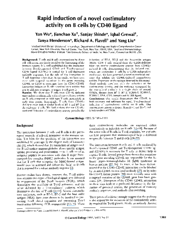 (PDF) Rapid induction of a novel costimulatory activity on B cells by ...