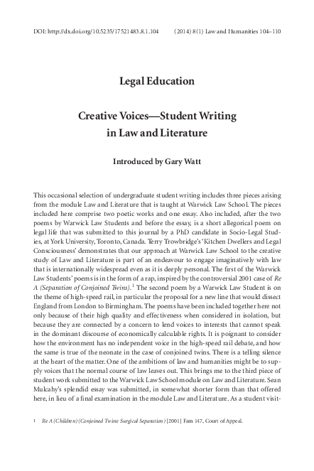 (PDF) Student Lawyer-Playwrights and the Theatre of Law