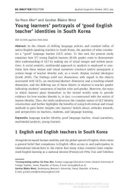 (PDF) Young learners’ portrayals of ‘good English teacher’ identities ...
