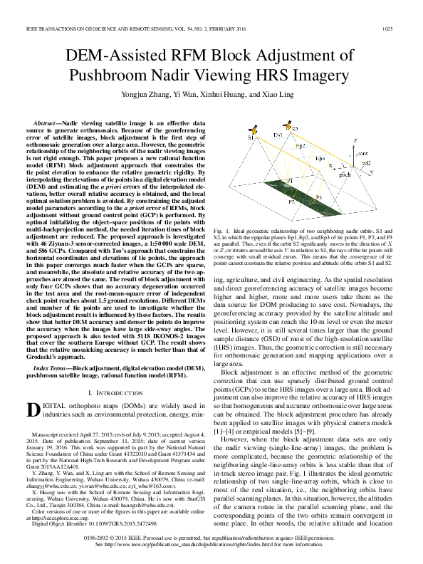 (PDF) DEMAssisted RFM Block Adjustment of Pushbroom Nadir Viewing HRS