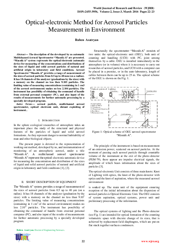 (PDF) Opticalelectronic Method for Aerosol Particles Measurement in