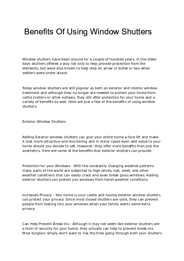 (DOC) Benefits Of Using Window Shutters Shanna Phillips Academia.edu