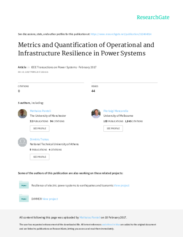 Pdf Metrics And Quantification Of Operational And Infrastructure