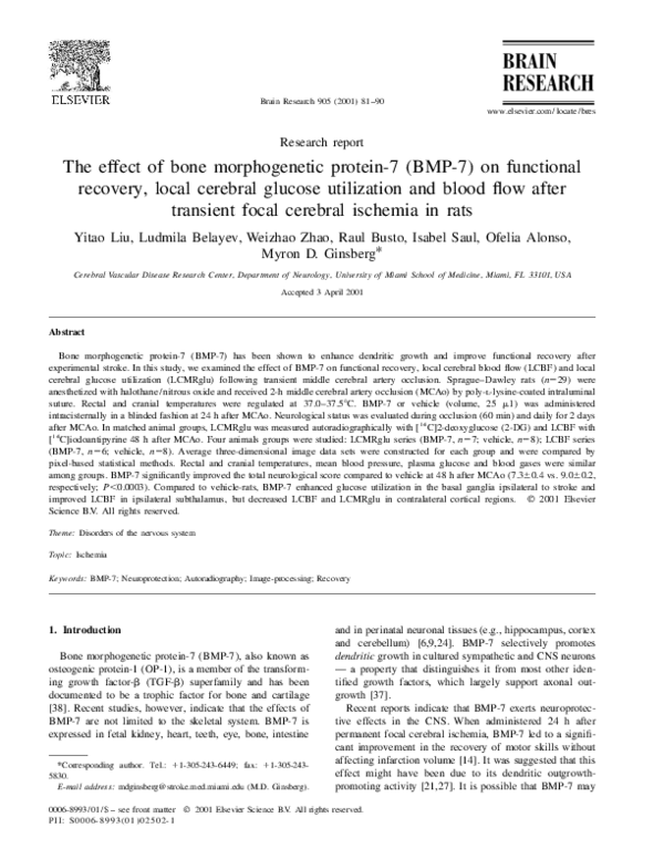 (PDF) The effect of bone morphogenetic protein-7 (BMP-7) on functional ...