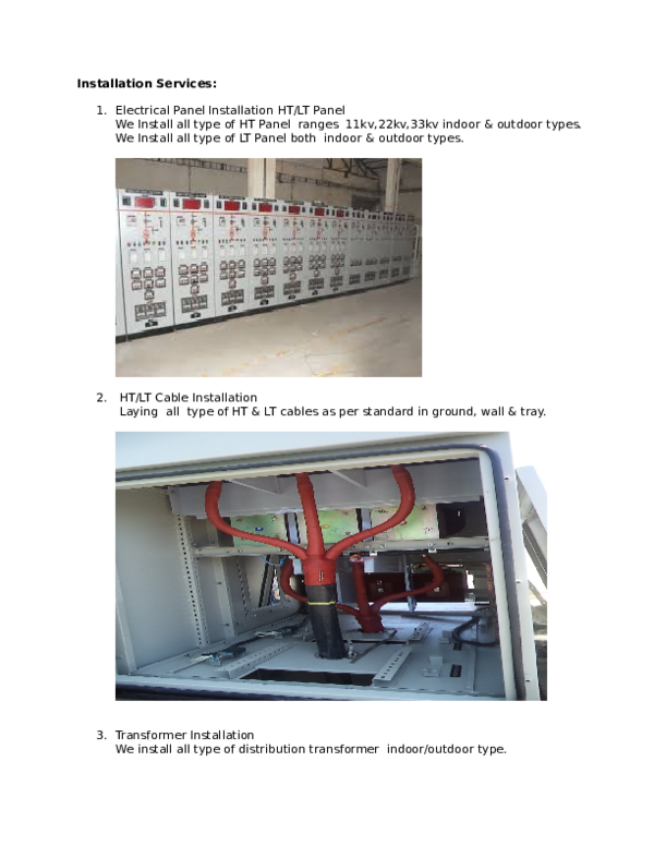 (DOC) Installation Services 1. Electrical Panel Installation HT/LT