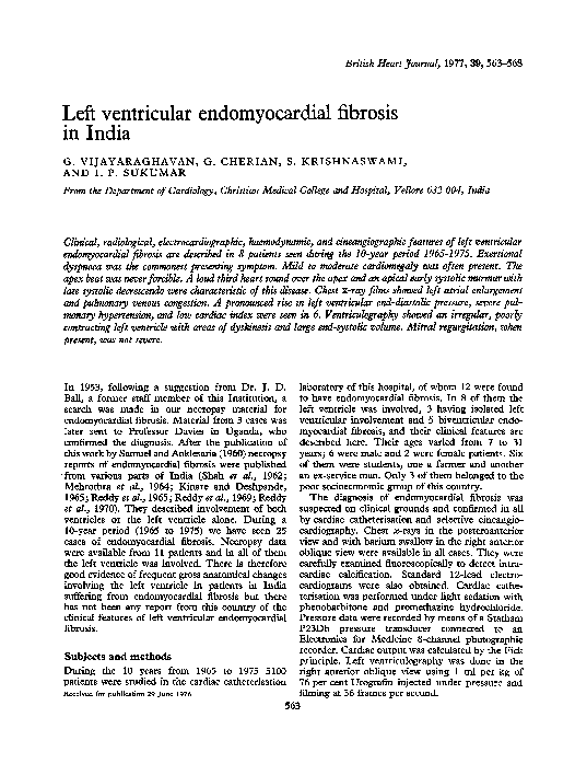 (PDF) Left ventricular endomyocardial fibrosis in India