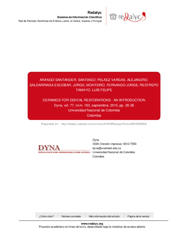 (PDF) Ceramics for Dental Restorations - an Introduction