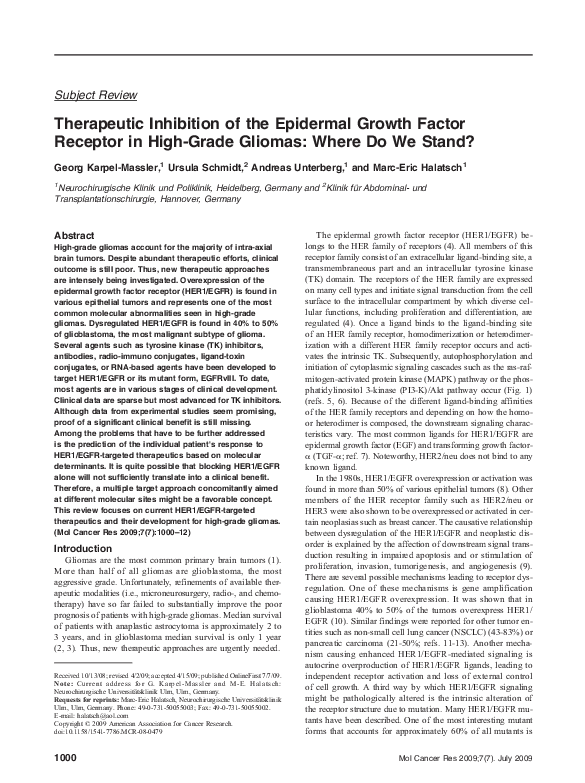 (PDF) Therapeutic Inhibition of the Epidermal Growth Factor Receptor in ...