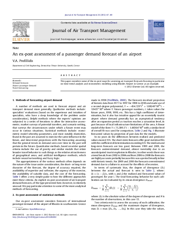 (PDF) An ex-post assessment of a passenger demand forecast of an airport
