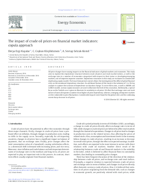 (PDF) The impact of crude oil prices on financial market indicators ...