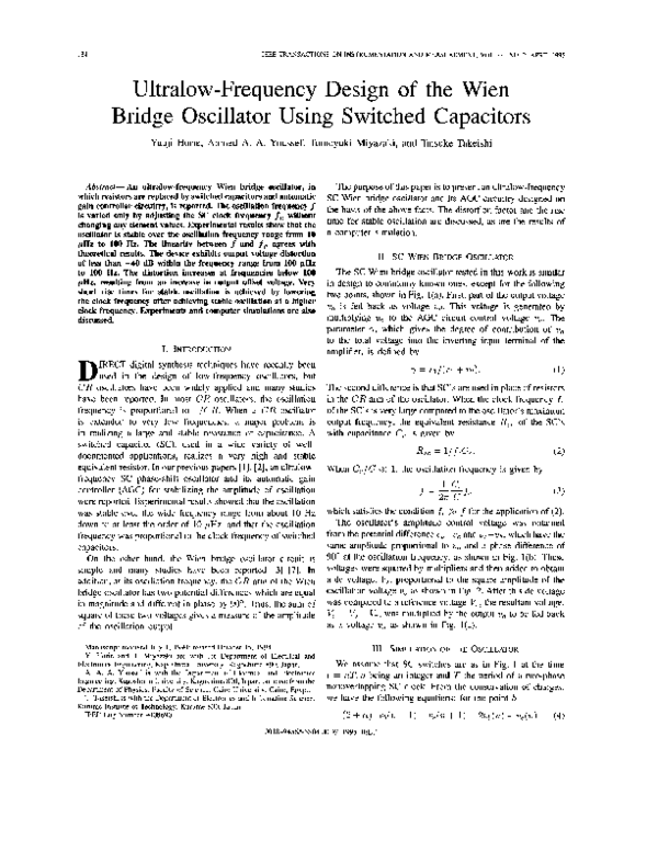 (PDF) Ultralow-frequency design of the Wien bridge oscillator using ...