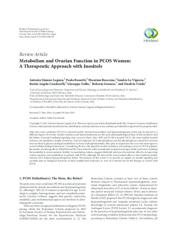 (PDF) Metabolism and Ovarian Function in PCOS Women: A Therapeutic ...