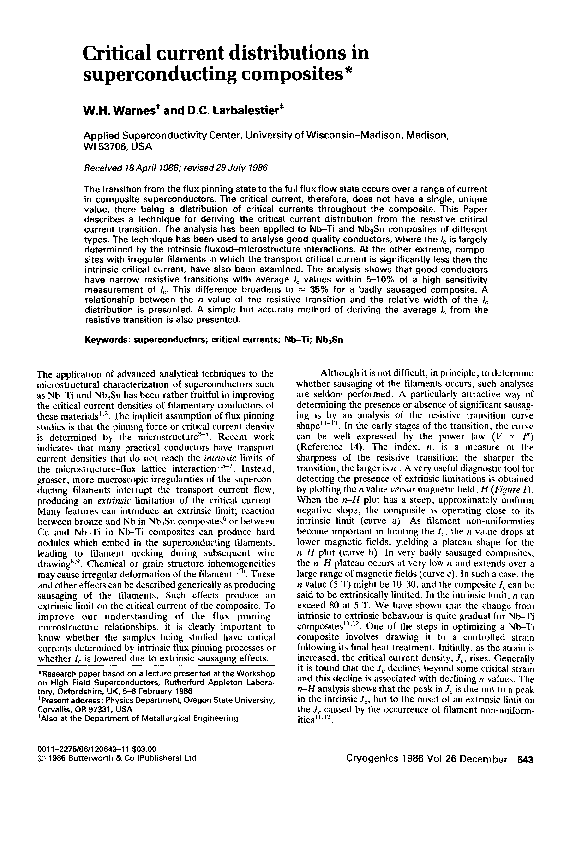 (PDF) Critical current distributions in superconducting composites