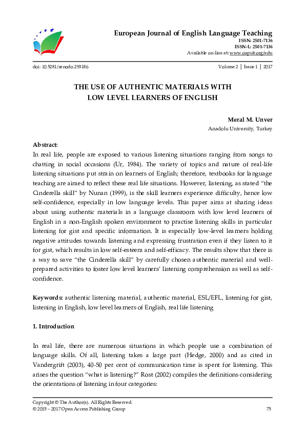 (PDF) European Journal of English Language Teaching THE USE OF