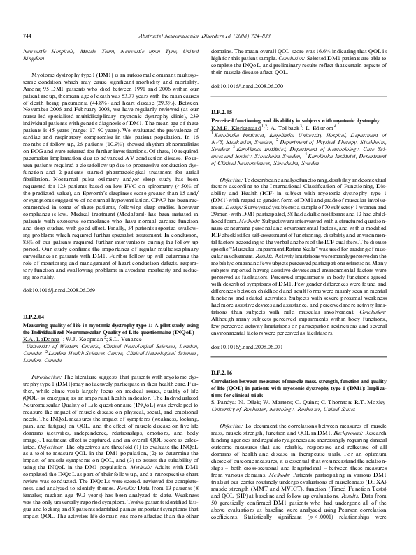 (PDF) D.P.2.04 Measuring quality of life in myotonic dystrophy type 1 ...
