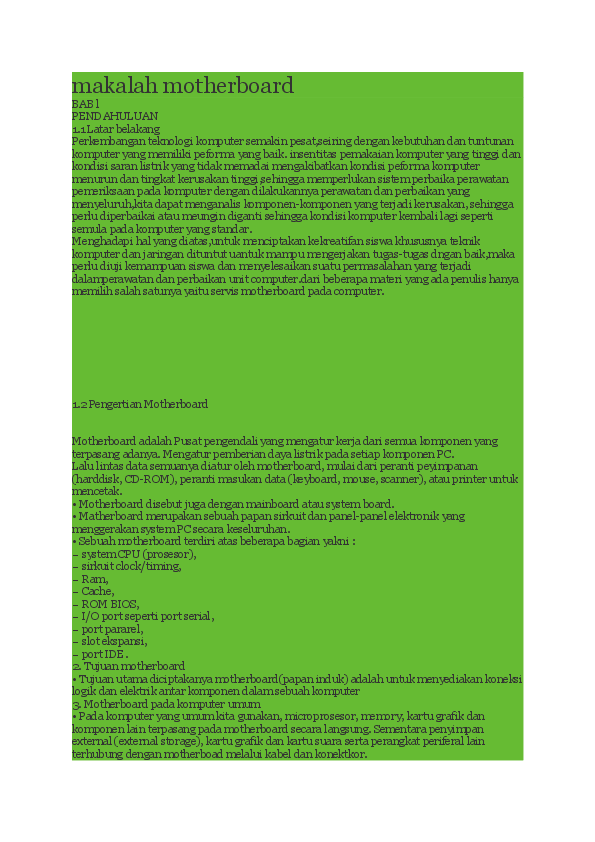 Doc Contoh Makalah Motherboard Adi Siswa23 Academia Edu