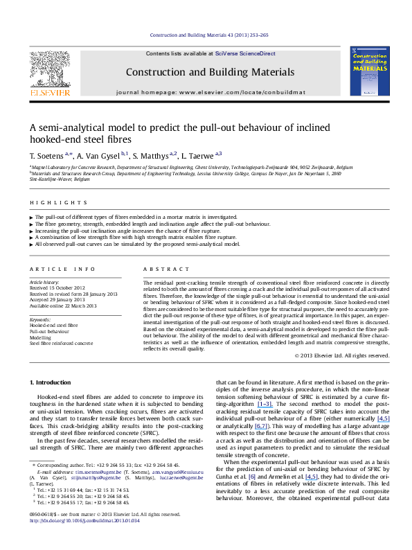(PDF) A semi-analytical model to predict the pull-out behaviour of ...