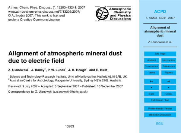 (PDF) Alignment of atmospheric mineral dust due to electric field