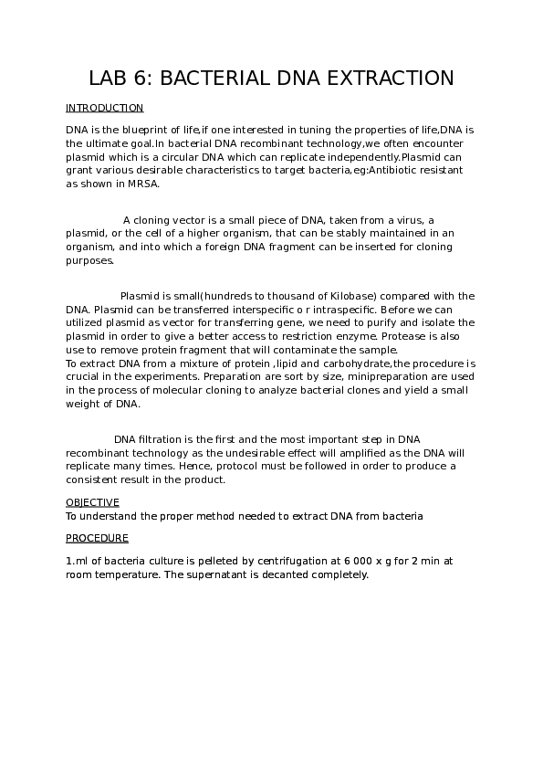 (DOC) LAB 6 BACTERIAL DNA EXTRACTION محمد اليف Academia.edu