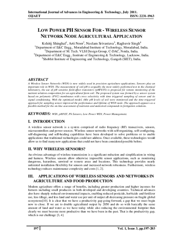 (PDF) LOW POWER PH SENSOR FOR -WIRELESS SENSOR NETWORK NODE ...