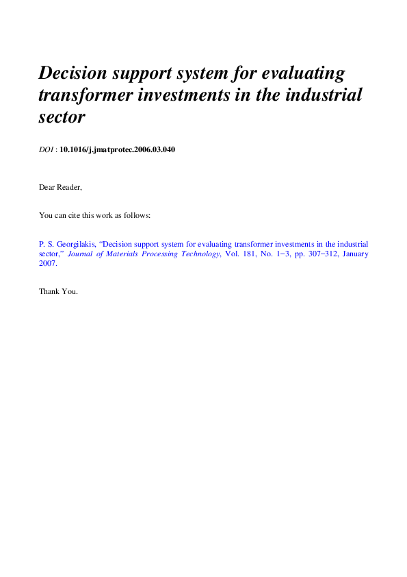 (PDF) Decision support system for evaluating transformer investments in ...