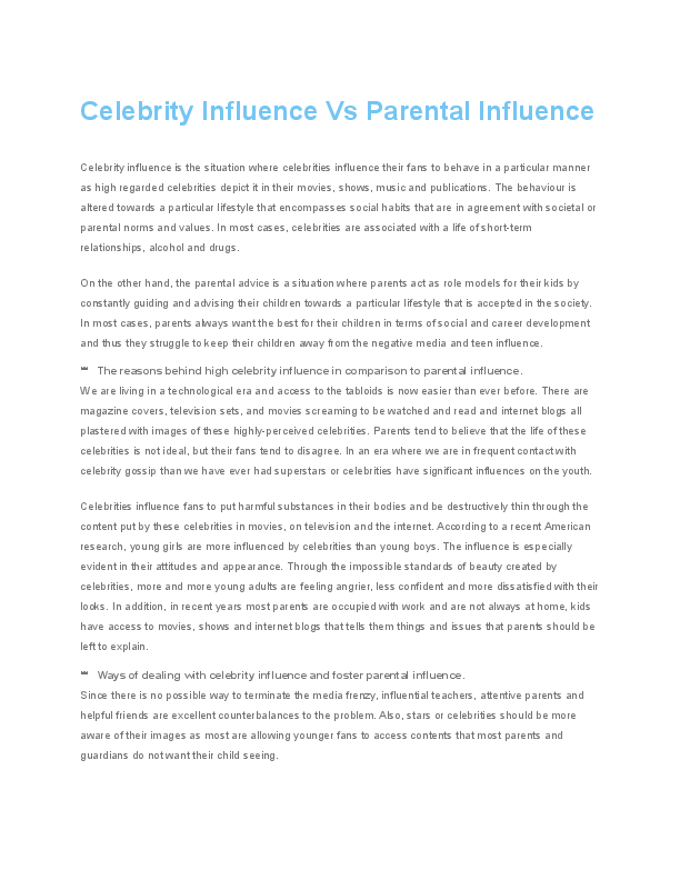 Essay About Celebrity