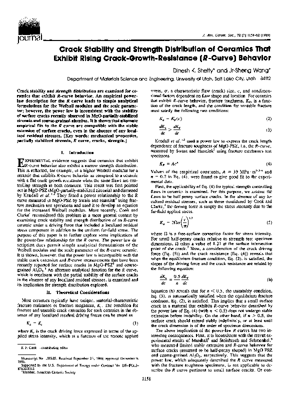 (PDF) Crack Stability and Strength Distribution of Ceramics That ...