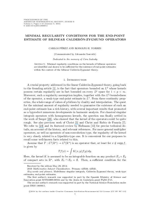 (PDF) Minimal regularity conditions for the end-point estimate of ...