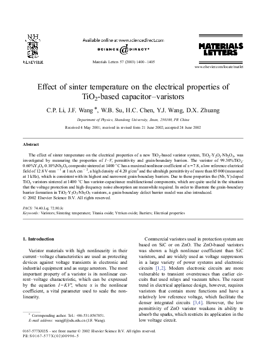 (PDF) Effect of sinter temperature on the electrical properties of TiO ...
