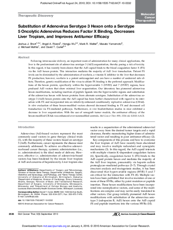 (PDF) Substitution of Adenovirus Serotype 3 Hexon onto a Serotype 5 ...