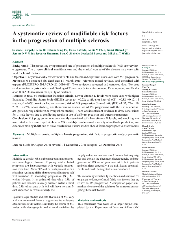 (PDF) A systematic review of modifiable risk factors in the progression ...