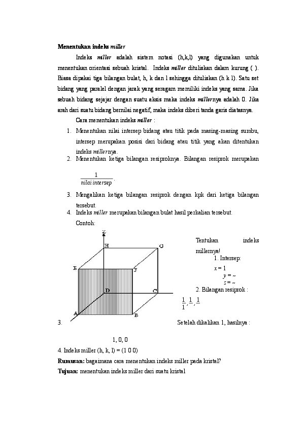 Doc Menentukan Indeks Miller Wike Nurfebriani Academia Edu