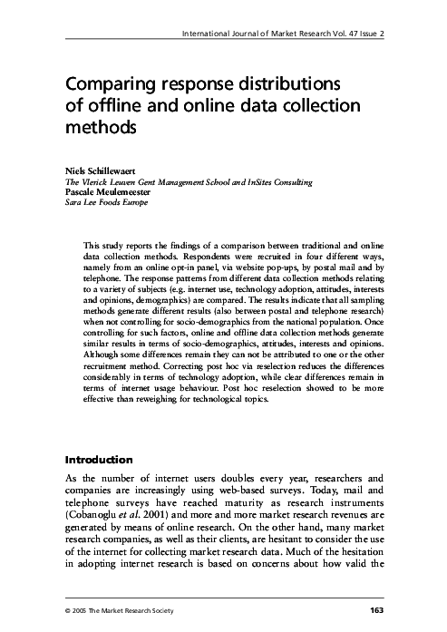 (PDF) Comparing response distributions of offline and online data ...