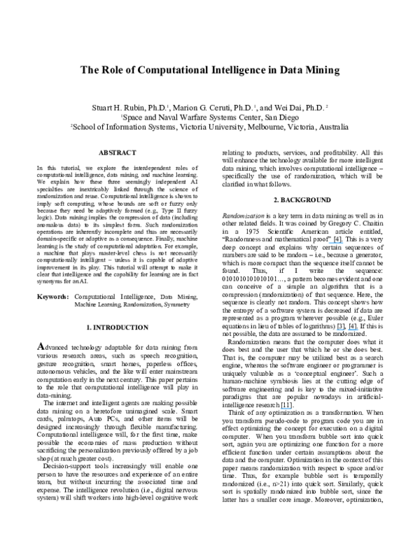 (PDF) The role of computational intelligence in data mining