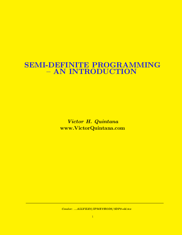 (PDF) Semi-Definite Programming - an Introduction