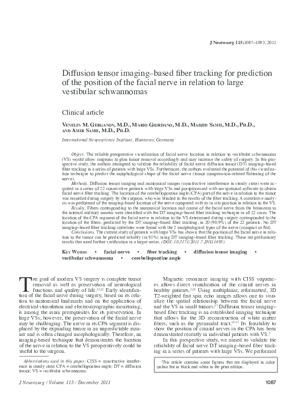 (PDF) Diffusion tensor imaging to tumor