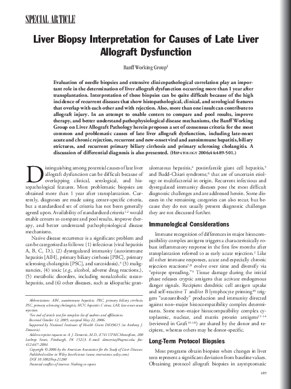 (PDF) Liver biopsy interpretation for causes of late liver allograft dysfunction Desley Neil