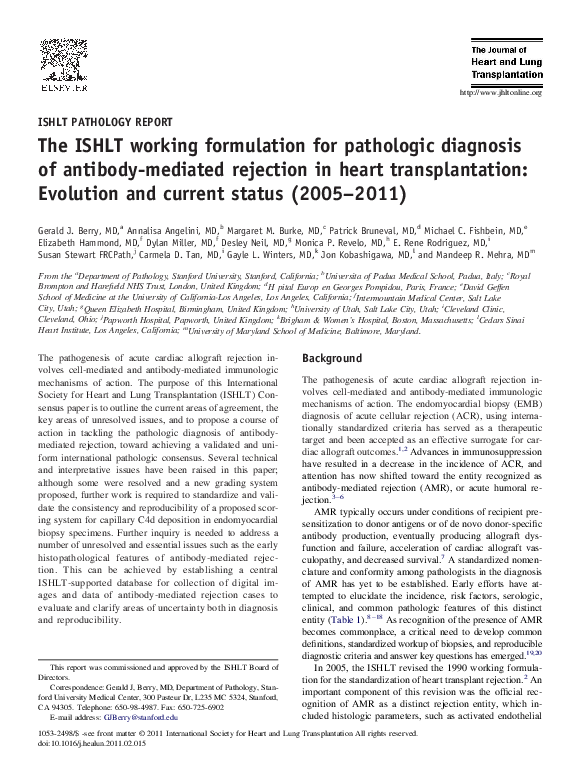 (PDF) The ISHLT working formulation for pathologic diagnosis of ...