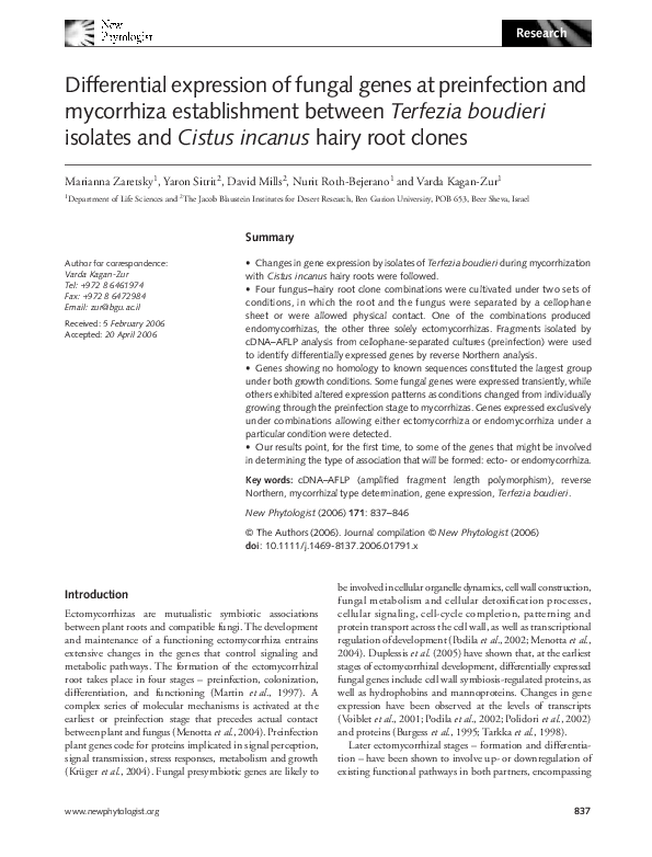 (PDF) Differential expression of fungal genes at preinfection and ...