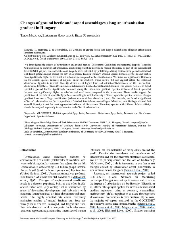 (PDF) Changes of ground beetle and isopod assemblages along an ...