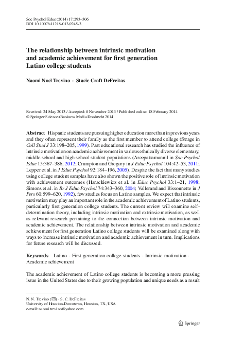 (PDF) The relationship between intrinsic motivation and academic ...
